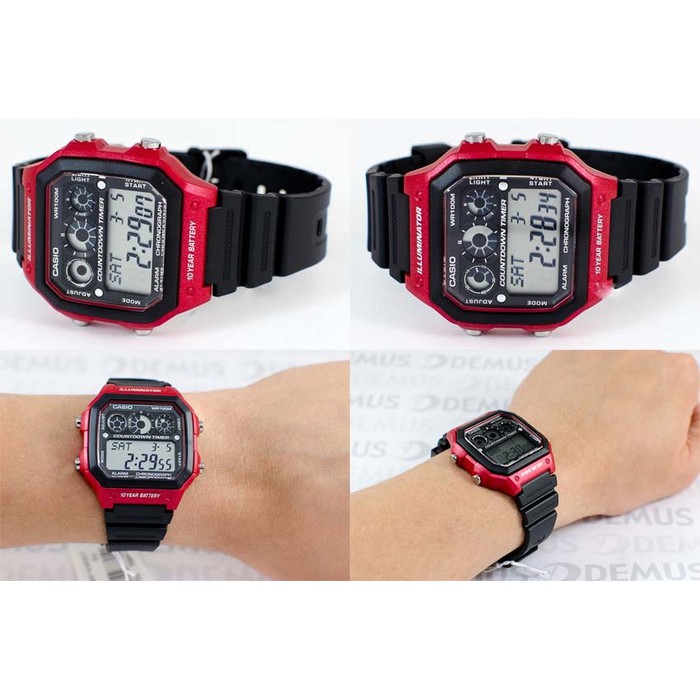 Casio Original AE-1300WH-4A Jam Tangan Pria - Digital - Karet - Merah