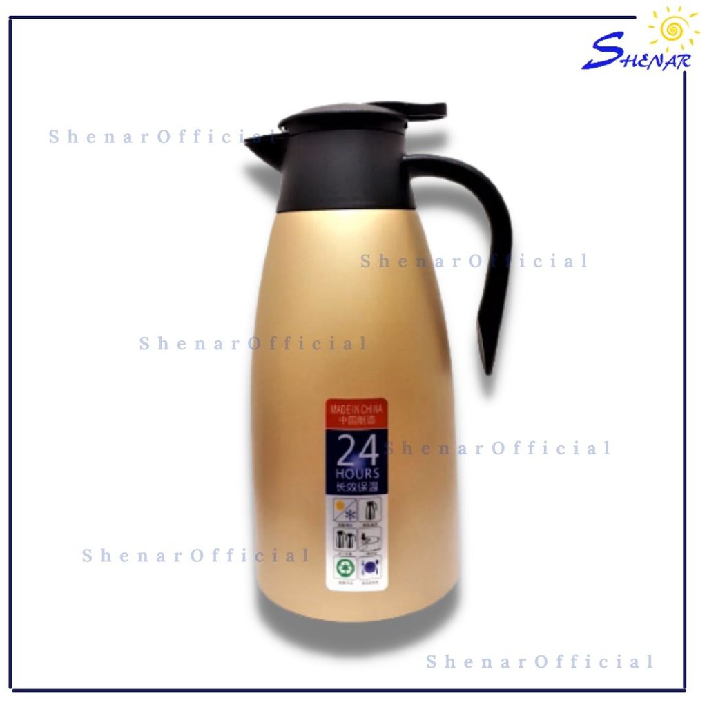 SHENAR EUROPEAN VACUUM JUG TERMOS STAINLESS STEEL VACUUM JUG KAPASITAS 2 LITER TERMOS AIR PANAS 3 VARIAN WARNA