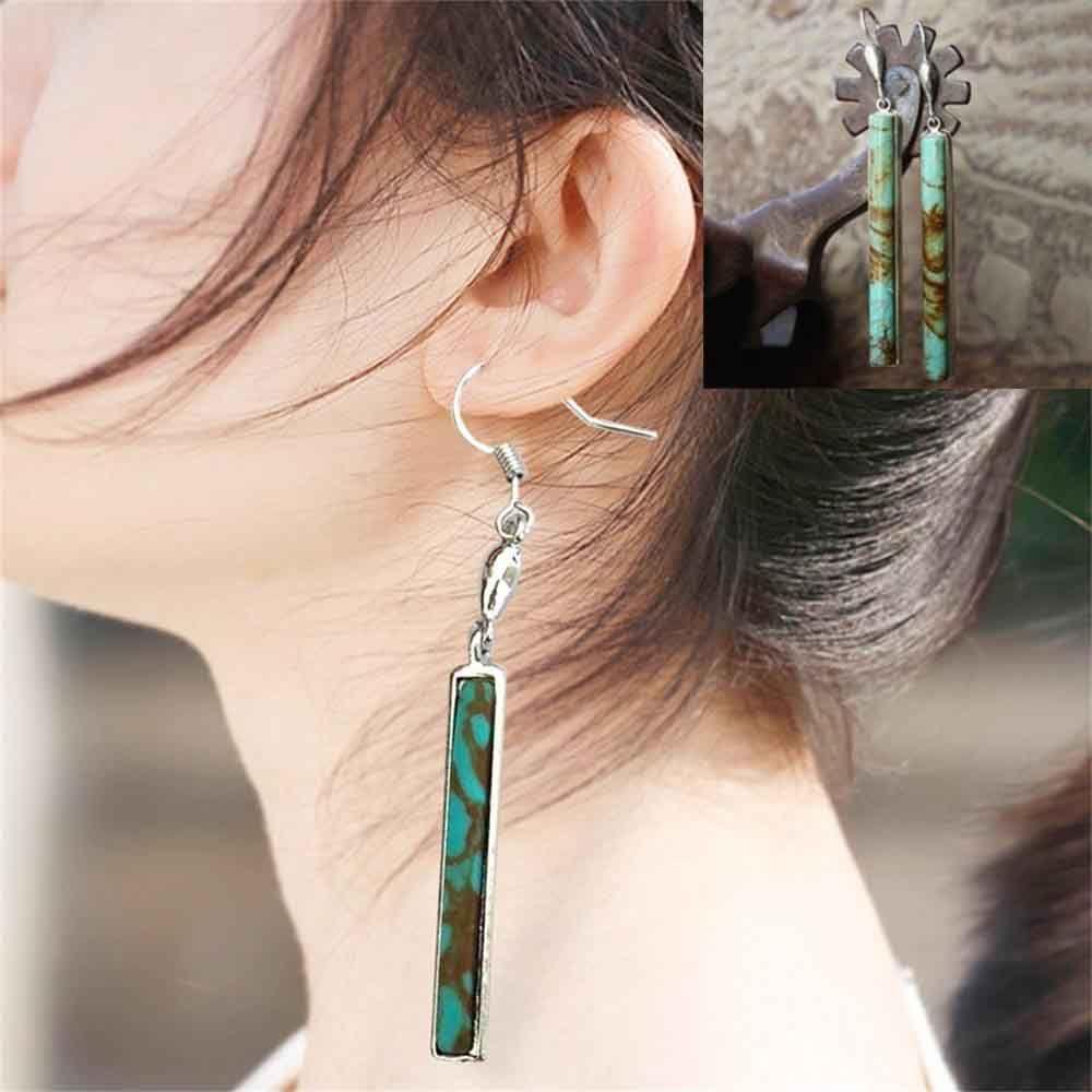 Lily 1pasang Anting Hoop New Bohemian Turquoise Ear Stud