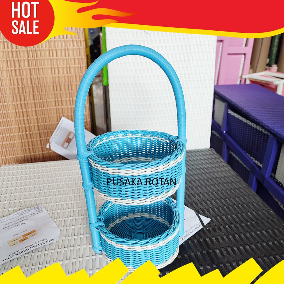 Tempat Bumbu Dapur Rotan Sintetis Susun Dua