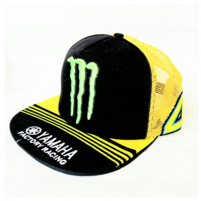 TOPI MOTOGP ROSSI VR46 YAMAHA MONSTER JARING KUNING YELLOW DEWASA GROSIR MURAH DISTRO TERBARU 2018
