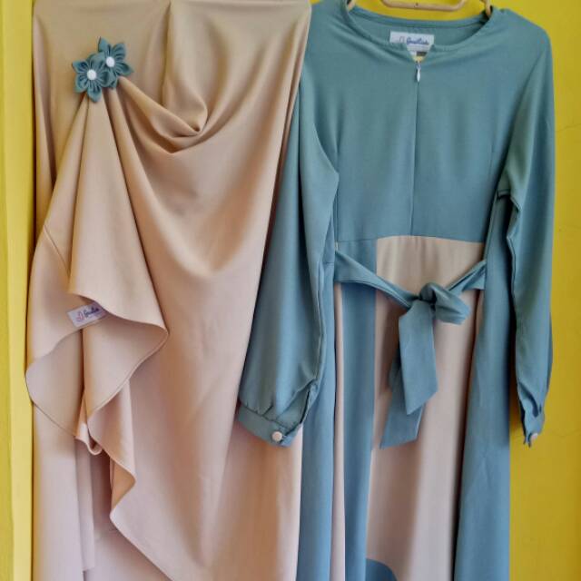 (SOLD) Gamis ralin set ori By gerai cinta (preloved)