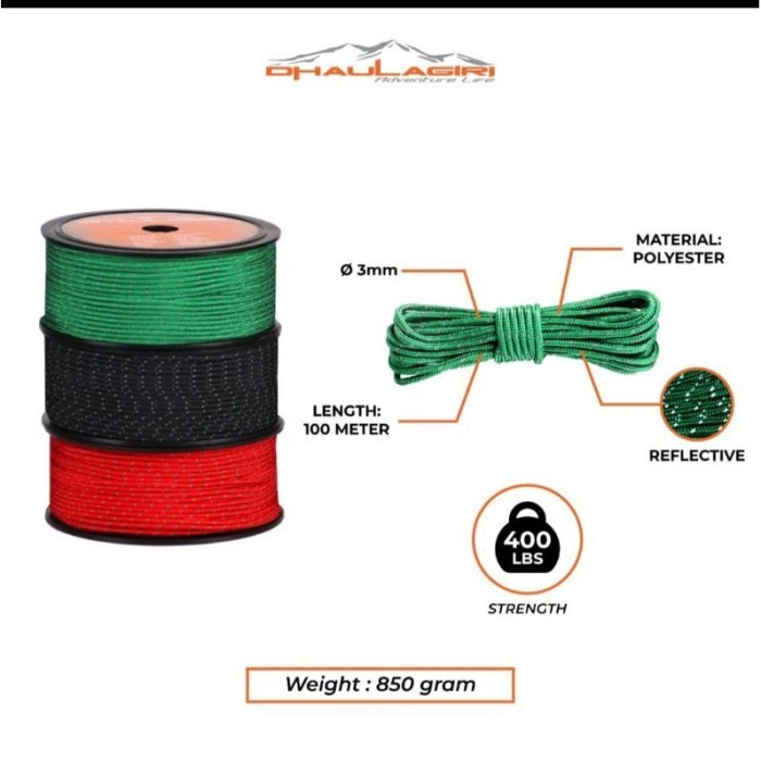 Guy Lines Ropes Tali Reflective Tenda Rope Roll Dhaulagiri Per Gulung