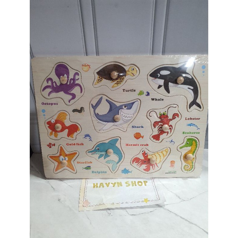 PUZZLE KAYU/PUZZLE KNOB KAYU-hewan Laut KNOB
