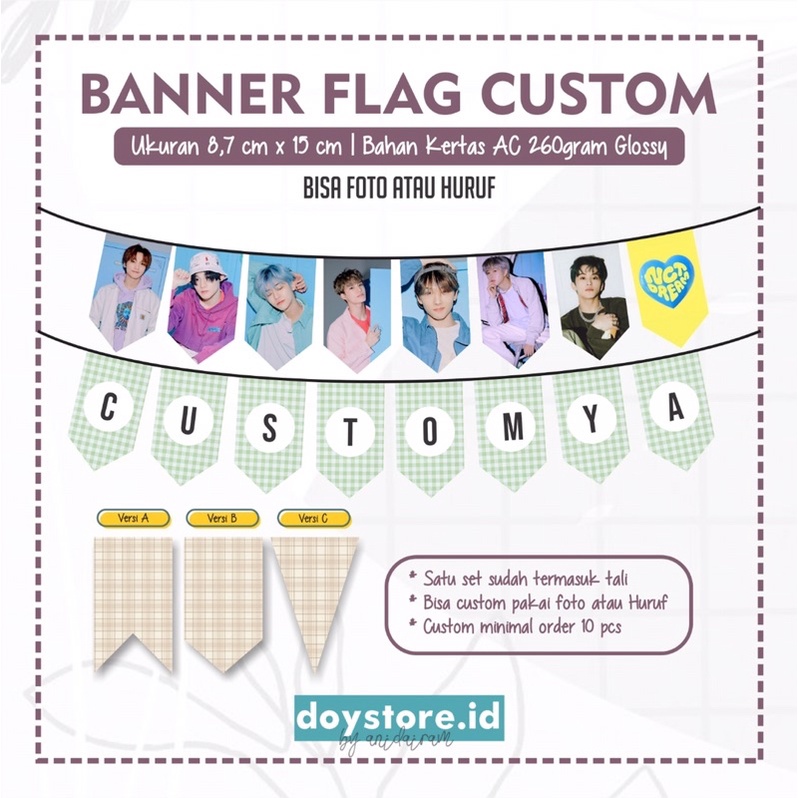 [BACA DESKRIPSI] Banner Flag Custom Happy birthday Kpop NonKpop bisa foto atau tulisan