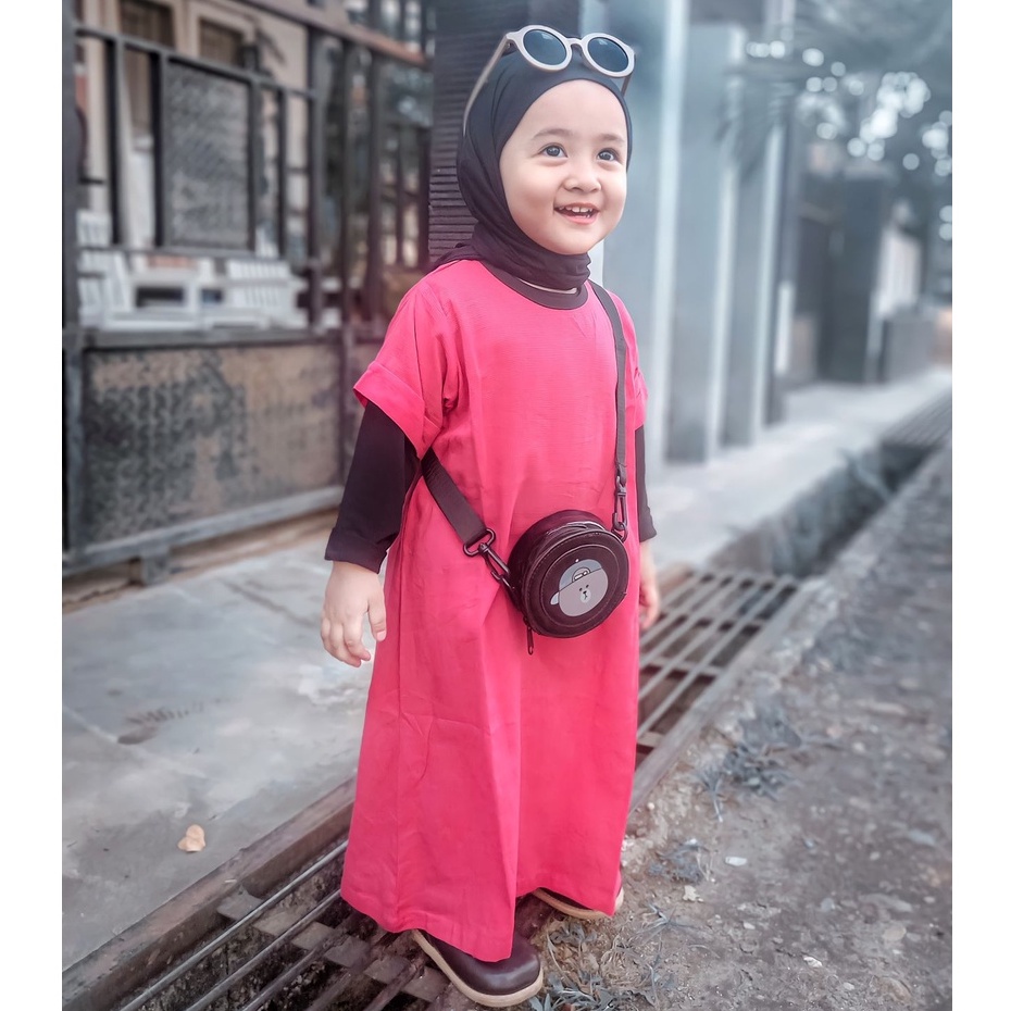 Nara Dress Kotak Kecil Anak Perempuan 2-4 tahun | Dress Polos Anak | Dress Kotak Basic Anak Super Ad
