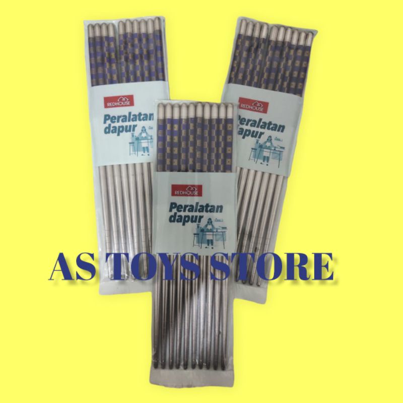 Sumpit stainless motif 5pasang bahan tebal