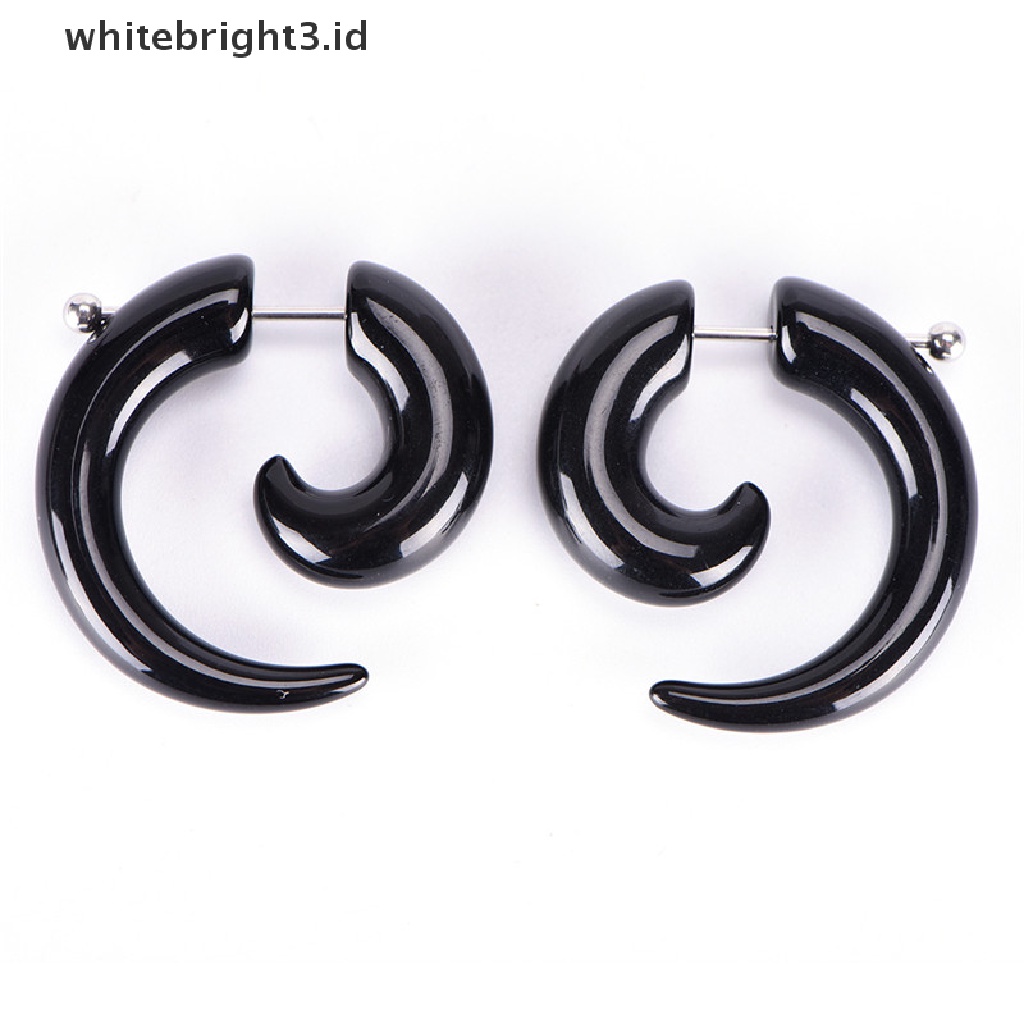 (whitebright3.id) Anting Tusuk Bentuk Siput Bahan Akrilik Warna Hitam Gaya Gothic / Punk Untuk Unisex