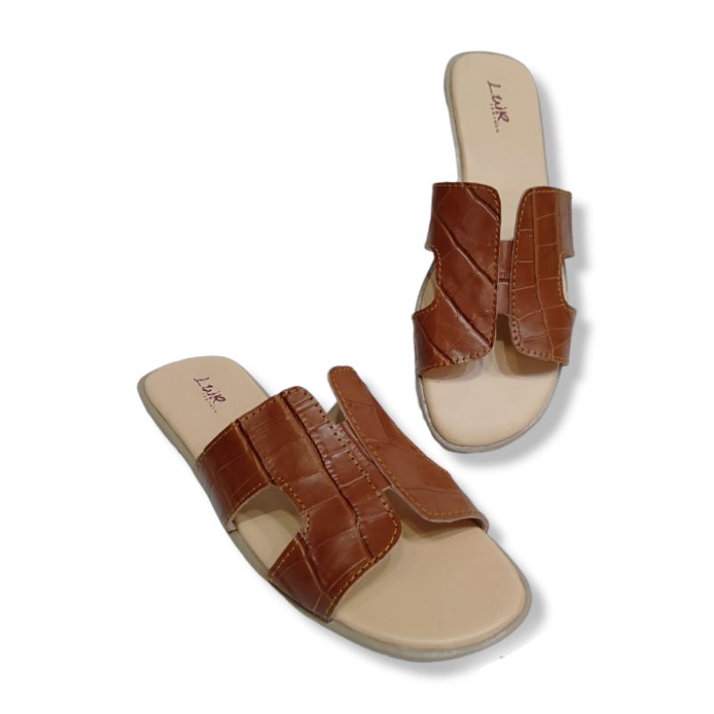 LWR leather Sandal Wanita Kulit Asli Warna Hijau