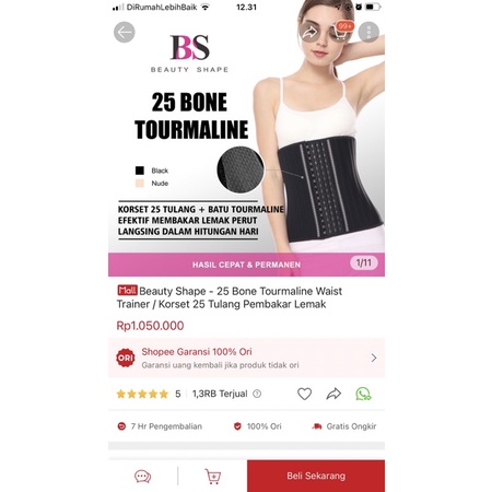 preloved korset beautyshape 25 bone tourmaline size s krem