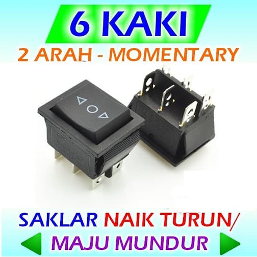 Saklar Maju Mundur Naik Turun 6 kaki Jendela Pintu Mobil Robot Motor Hitam Mainan Anak Momentary Rah