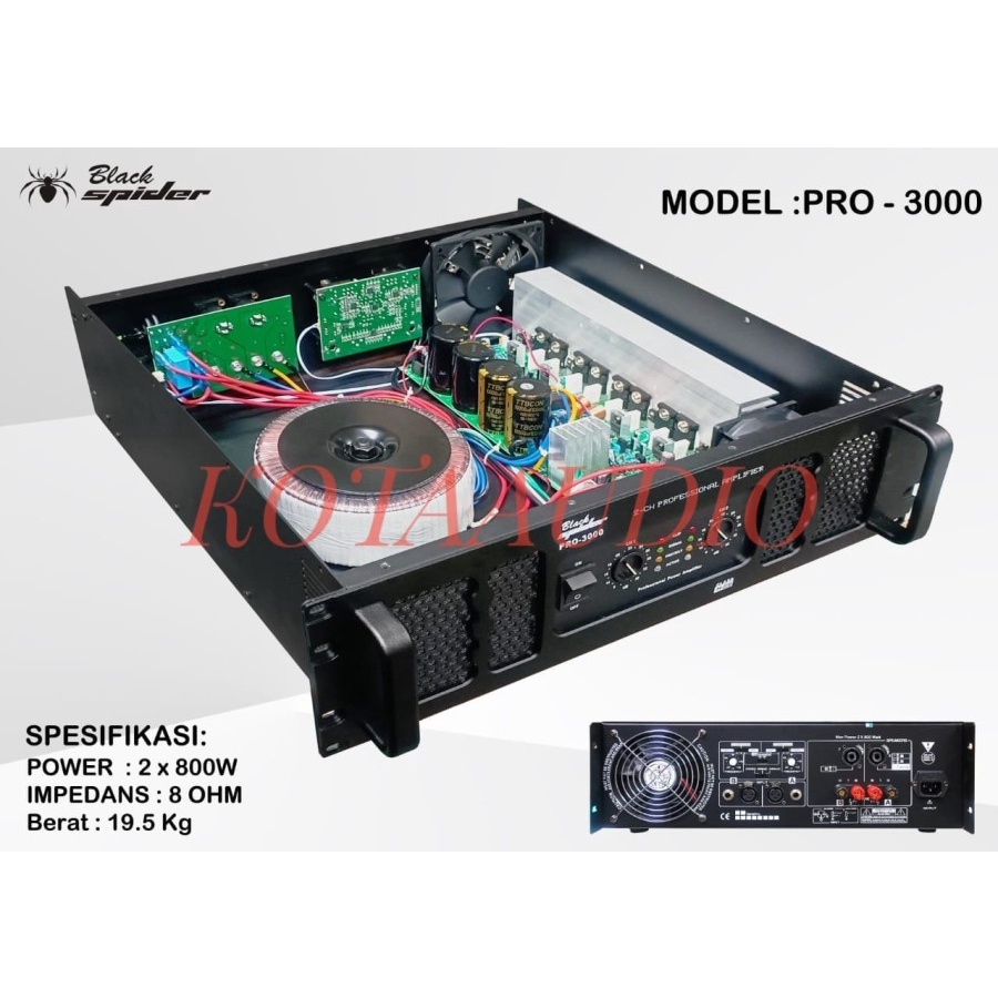 POWER AMPLIFIER BLACKSPIDER PRO 3000 CLASS H BLACK SPIDER PRO3000