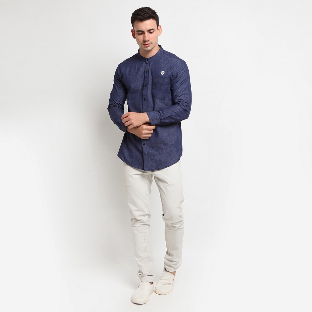 ZAMUEL NAVY |ManNeedMe x CW| Baju Koko Pria Lengan Panjang Baju Muslim Pria ORIGINAL