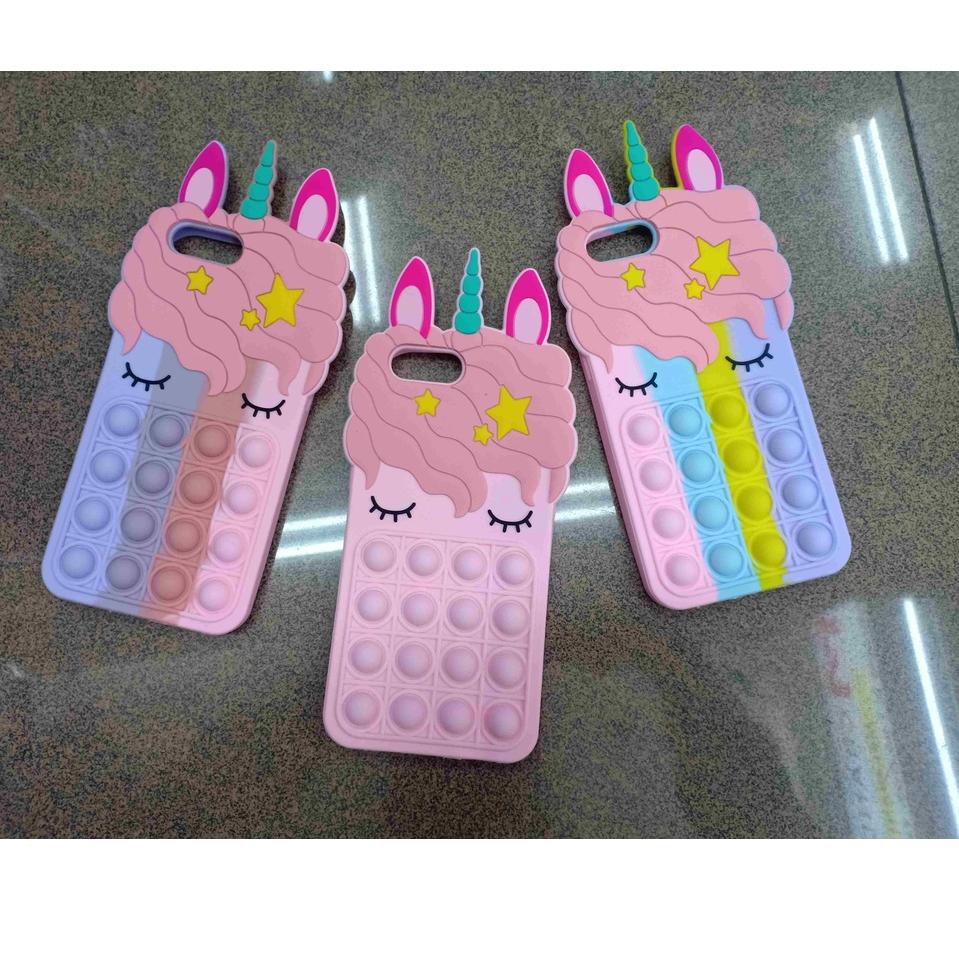 Terbaru.. Pop it Vivo Y15s Y91c Y17 Y12 Y15 Y91 Y93 Y95  Case 3D Karakter Unicorn Kuda Poni Soft Cas