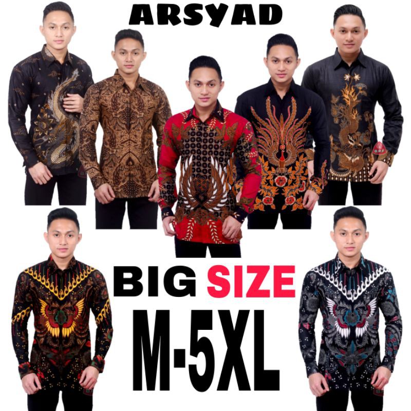 kemeja batik jumbo lengan panjang kemeja kerja M L XL XXL 3XL 4XL 5XL