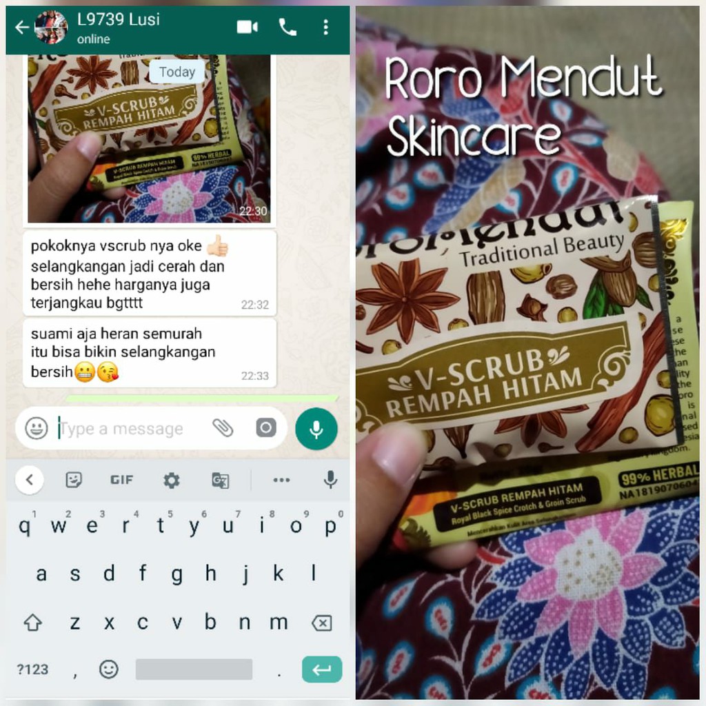 Roro Mendut V-Scrub 40gr Lulur Pemutih Selangkangan Asli