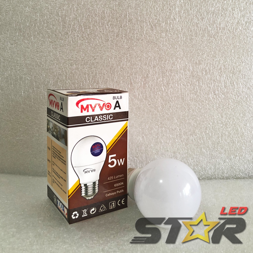 MYVO Classic Bulb A 3W, 5W, 7W, 9W Lampu Bohlam Bulat Murah Hemat Energi Irit Listrik 3 5 7 9 WATT Termurah Terlaris Star