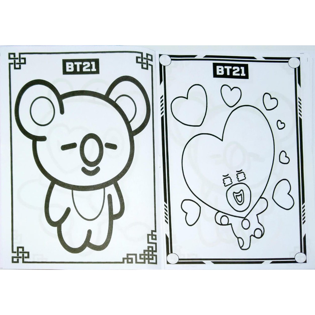 Buku Mewarnai Bt21 Bts Karakter Lucu Murah Shopee Indonesia