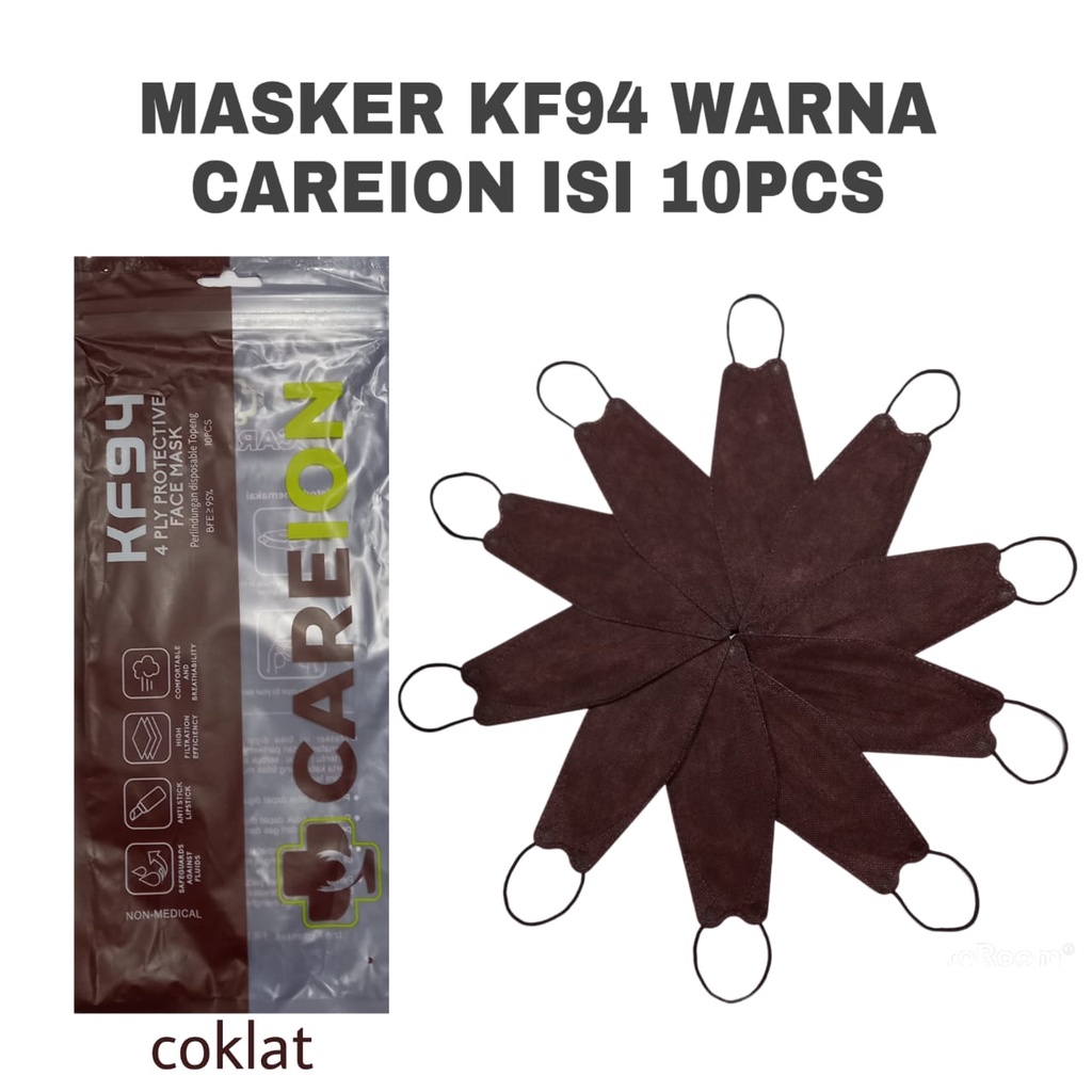 Masker KF 94 CAREION ISI 10PC Masker KF94 Masker 4D Masker KF94 CAREION KOREA 4ply KF94 Warna isi 10