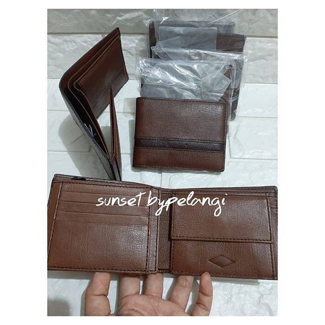 Dompet fossil cowok Easton RFID International Traveler Brown Multi