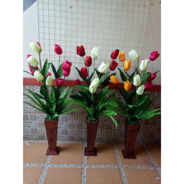 Bunga Sudut Ruangan Artificial Bunga Tulip Cantik Shopee Indonesia