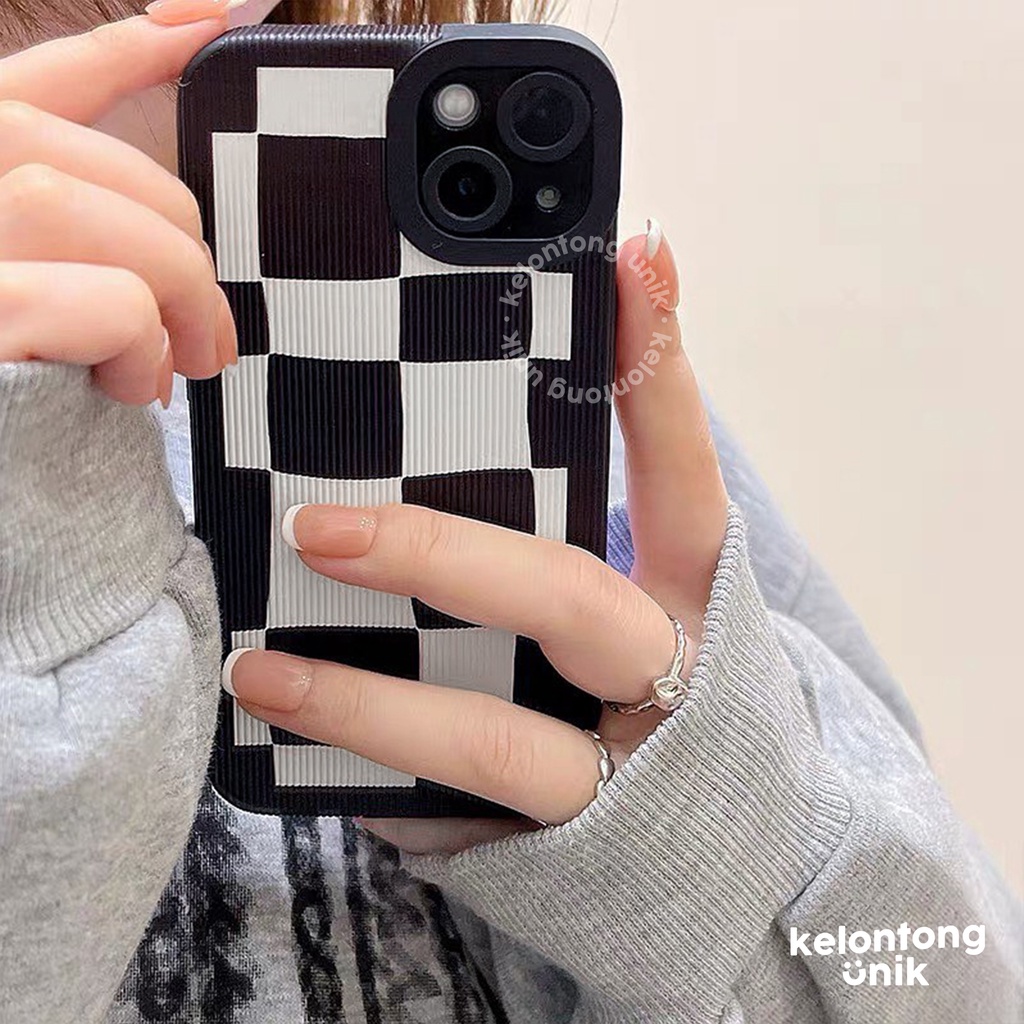 For iPhone - Black White Checkered Case