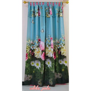 Gorden pintu dan jendela rumbai bahan katun motif bunga Gorden pintu dan jendela rumbai bahan katun motif bunga