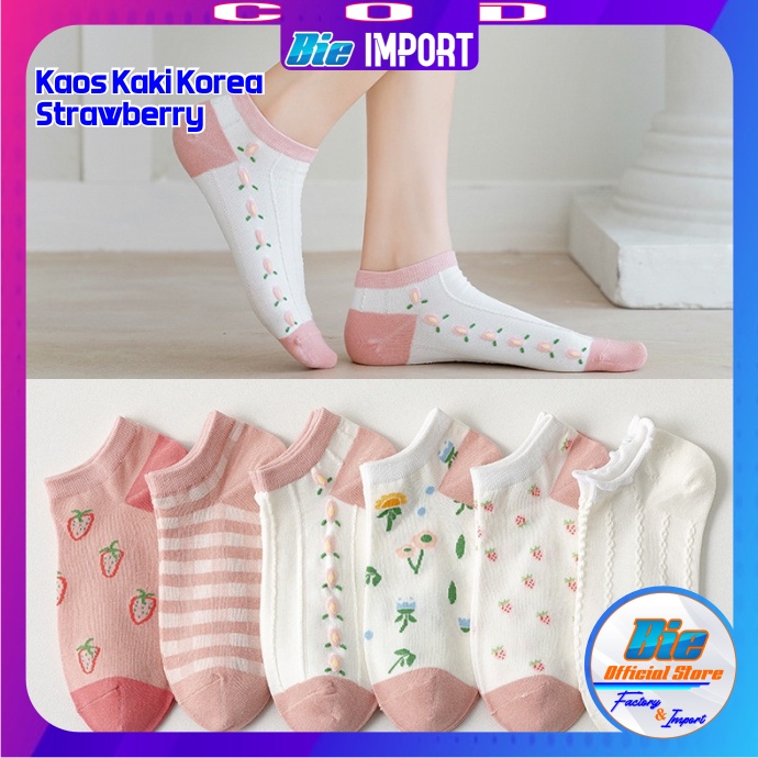 Kaos Kaki Korea Motif Strawberry Impor Korean Style Best Seller