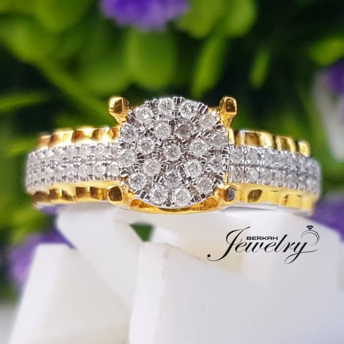 Cincin Wanita Kawin Nikah Original Emas Gold 18k Berlian Diamond Eropa Putih Asli DK1362