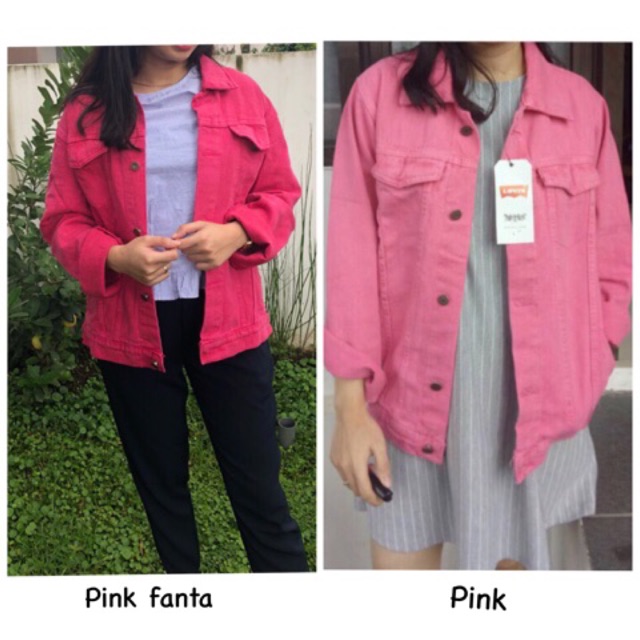 Jaket jeans oversize medium pink / pink fanta