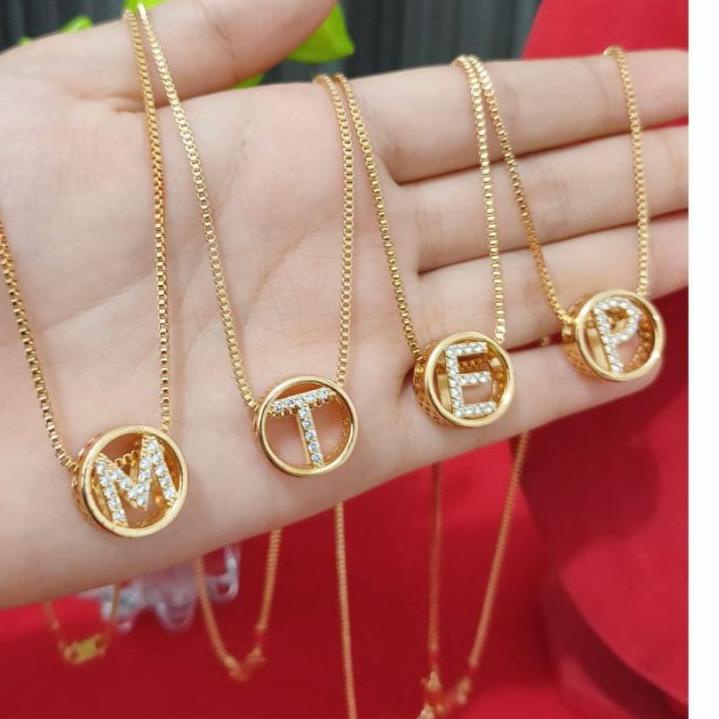 Model Baru.. Perhiasan Kalung Emas Xuping Inisial Nama / Huruf Untuk Dewasa
