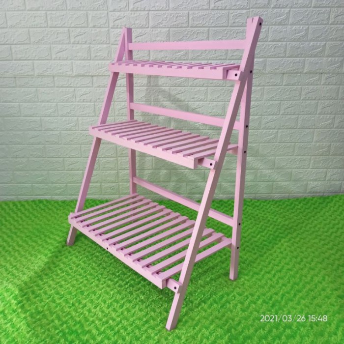 Rak Tanaman - Rak Penyimpanan Rak Tanaman Hias Standing Pot 3 Tingkat Pajangan Kayu