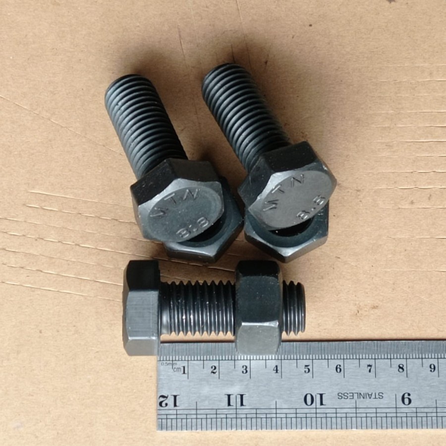 BAUT BAJA HTB 8.8 M18 X 45 / BAUT BAJA M18 X 45 HITAM / BAUT M18X45 BAJA / BAUT 27 KUNCI 27 FULL DRA