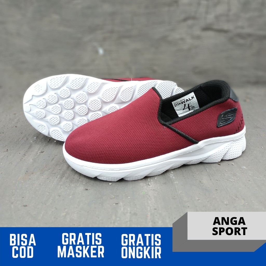 SEPATU ANAK SLIP ON SKECHERS GO WALK MAROON SEPATU KETS KIDS CASUAL MADE IN VIETNAM PREMIUM