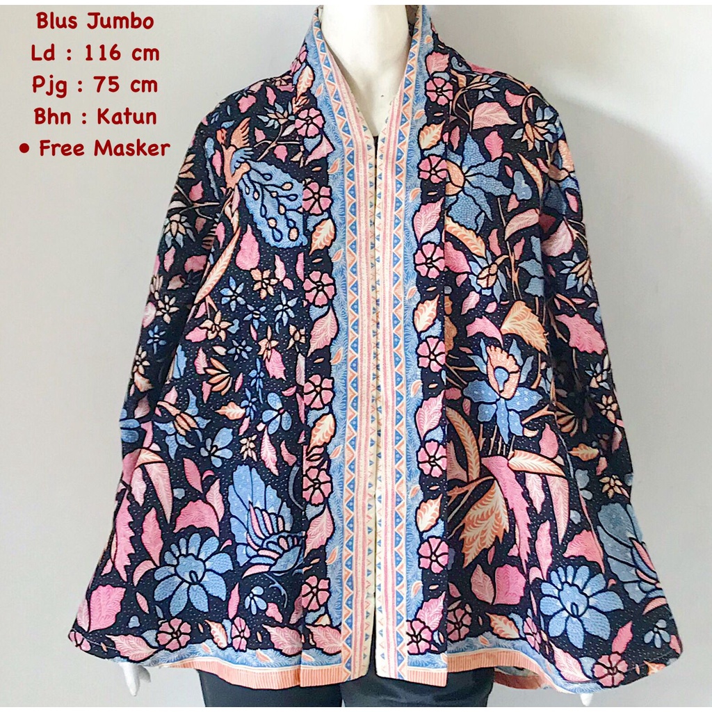 Blus jumbo katun batik solo batik halus trendy modern atasan kerja blus wanita