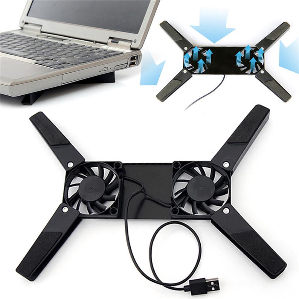 Pendingin Notebook Laptop Cooling Pad Lipat Portable X Stand Dual Fan 818