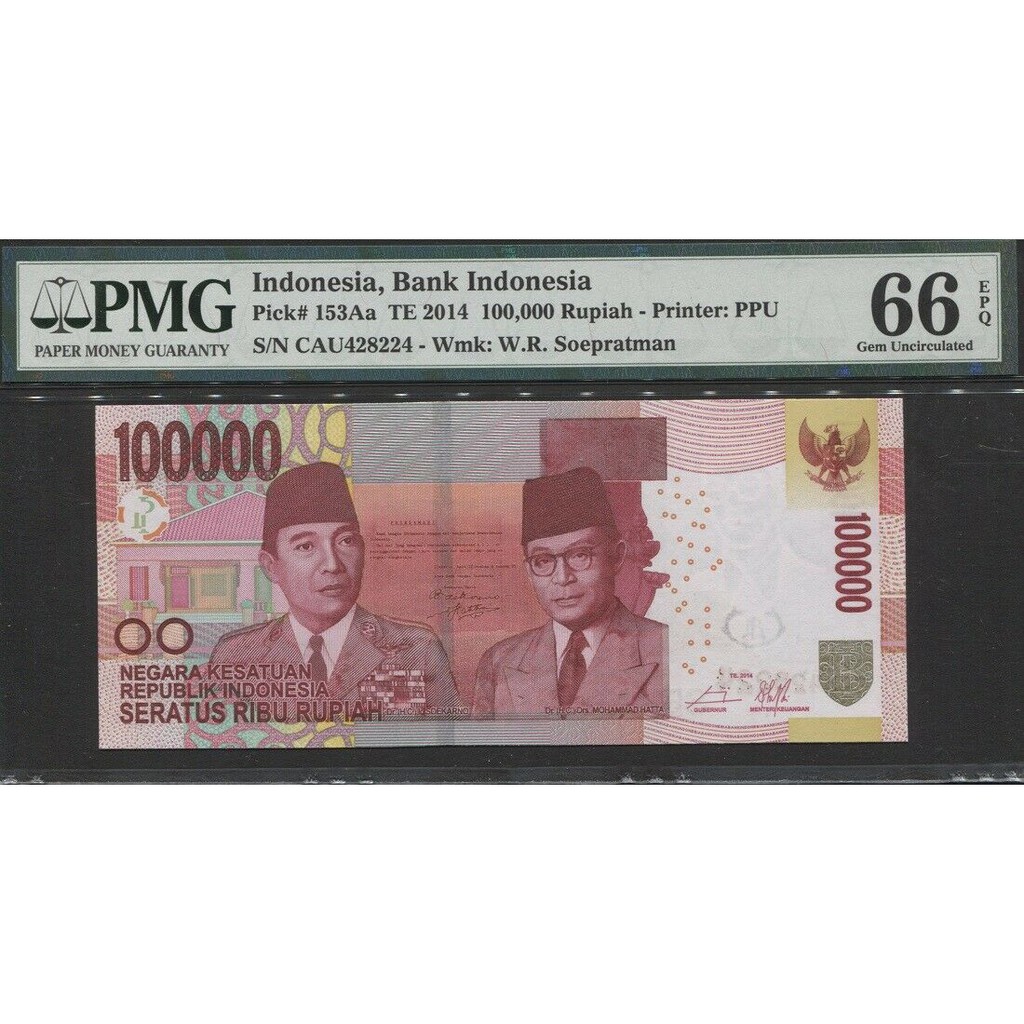 CAU428224 100000 P153Aa PMG 66  GEM UNC  KOLEKSI UANG KUNO MAHAR