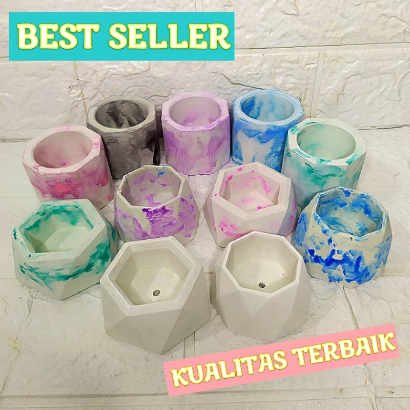 POT KAKTUS MINI SUKULEN POT KAKTUS SEMEN MINI POT HEXAGONAL POT MINI KAKTUS TEMPAT LILIN ESTETIK