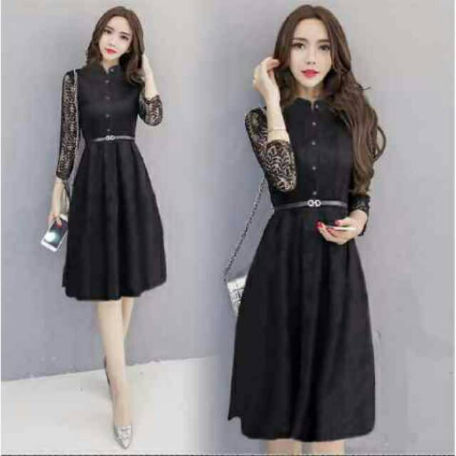 SAGO DRESS Gs  BAHAN SATEN VELVET COMBI BRUKAT IMPORT size FIT TO L BESAR