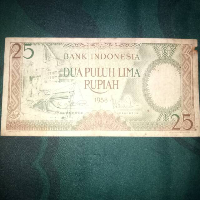 Uang Kuno Indonesia tahun 1958 Rp. 25
