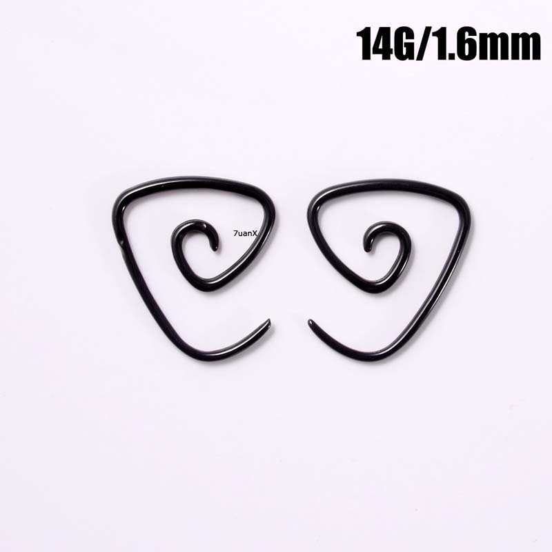 2pcs Anting Tindik Bentuk Spiral Bahan Akrilik Ringan Warna Hitam Untuk Unisex