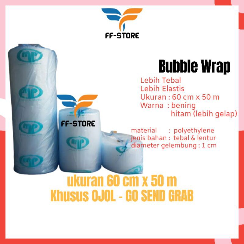 

[Instant] [50Mx60Cm] Bubble Wrap Roll 60 cm x 50 m Packing Olshop Buble Warp Bandung Gosend Grab