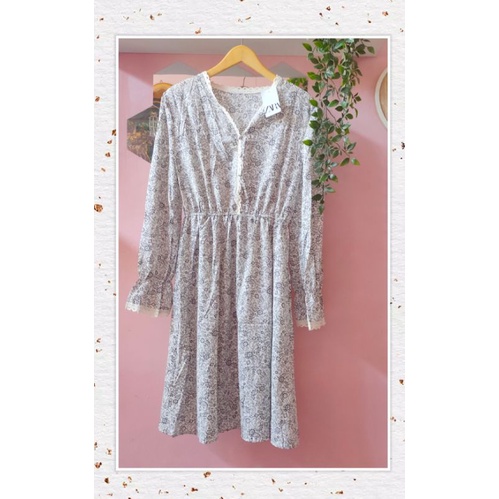 ZARA | Tunik Bunga Premium | Atasan | Blouse V Neck Renda Busui