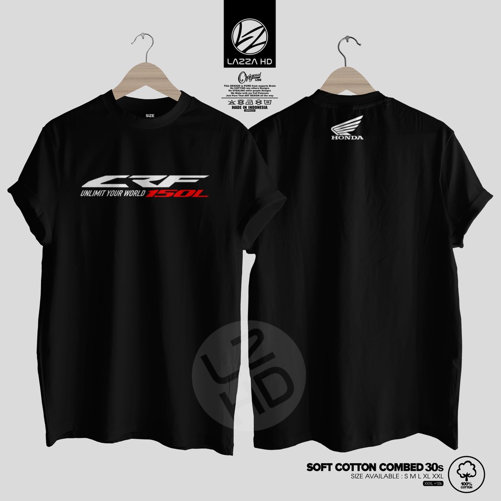 Kaos Baju Distro Motor Honda CRF 150L Unlimit Your World Kaos Otomotif crf150 l Terlaris Lazza HD