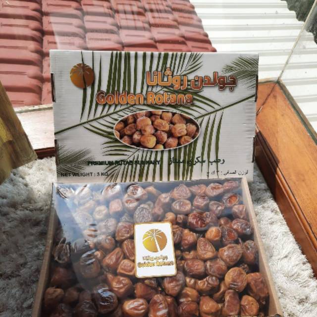 

Kurma Sukari Premium Dates Golden Rotana Korma Sukkari Terbaik Basah Rothana Ratana 3kg BISA COD