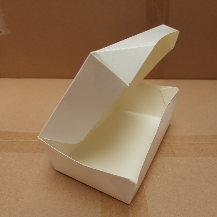 white paper lunch box/lunchbox/kotak makan kertas putih M/L @50pcs - M