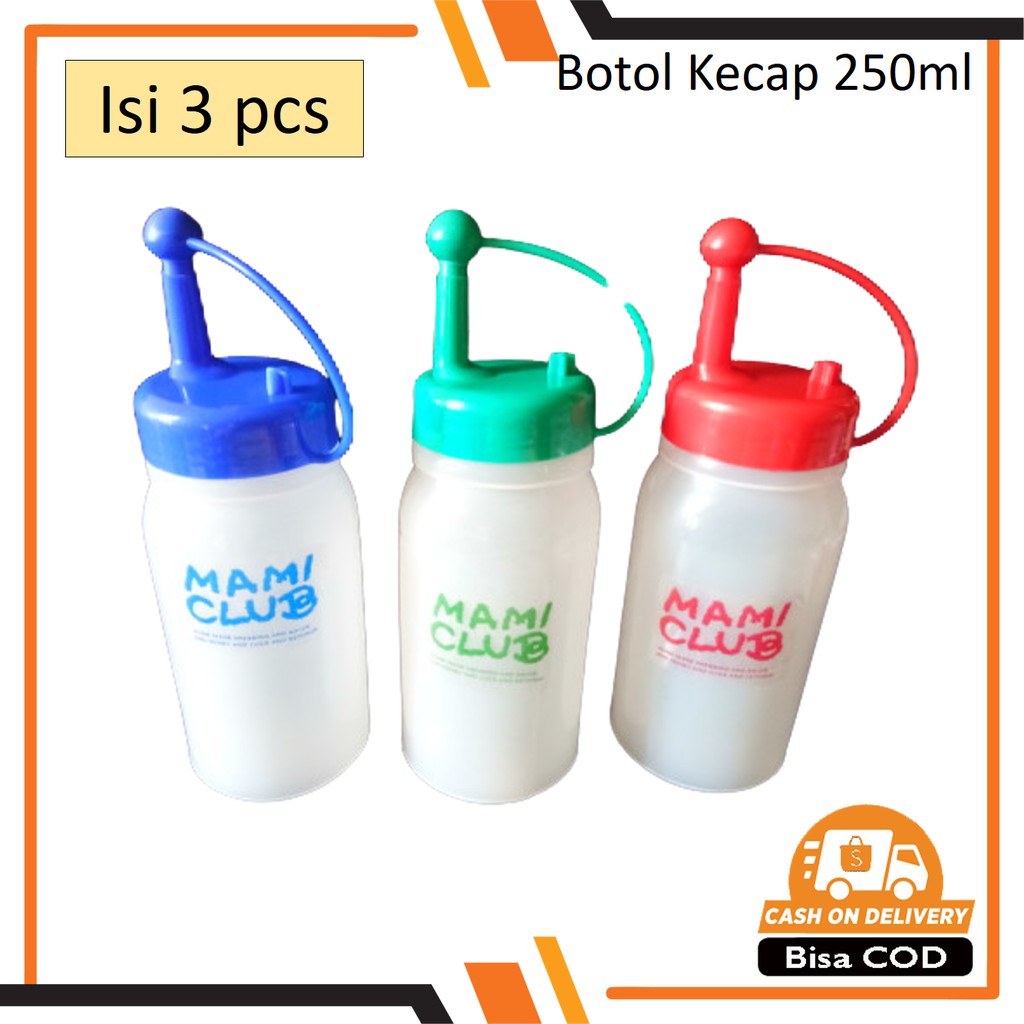 Mami Club Botol Saus Kecap 250ml Isi 3 pcs / Squeeze Sauce Bottle Dispenser