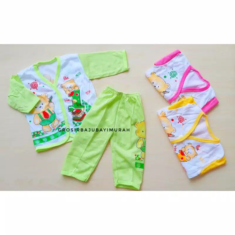 1 pasang / setelan baju lengan panjang dan celana panjang bayi 0-6 bulan