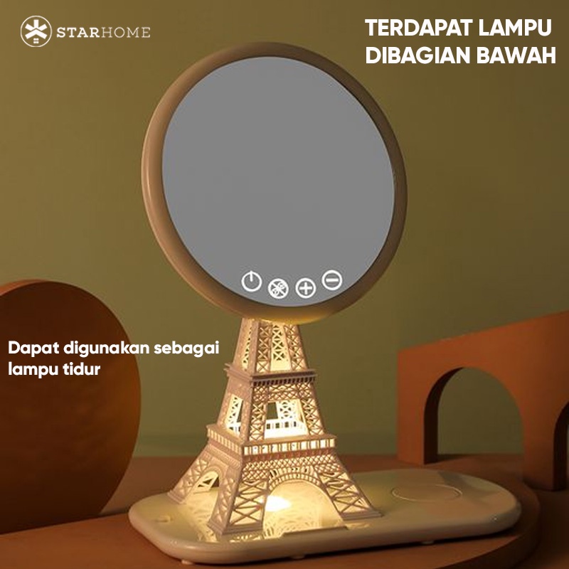 Lampu Rias Cermin Kaca Rias Lengkap dengan Lampu Led 3 Warna Lampu Tidur dan Wireless Charger Cermin Make Up Portable Cermin Rias Travel Lampu Meja