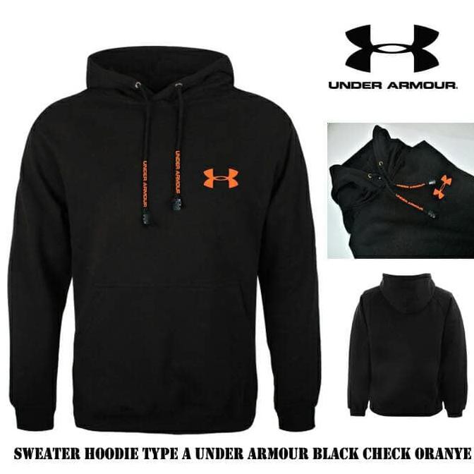 Promo Murah Sweater Hoodie Sport Under Armour Type A Black Check Orange - 7657Ad